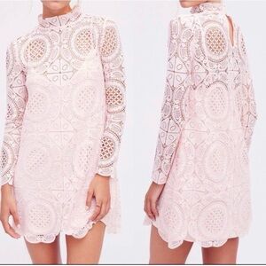 Free People 💘Rose Pink Ibiza Lace Dress Medium
